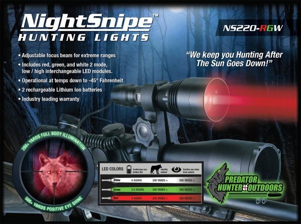 NS220-RGW Adjustable Beam Hunting Light Kit